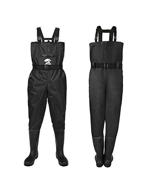 Buy SaphiRose Men's Bootfoot Chest Wader 2-Ply Nylon/PVC Waterproof Fishing  & Hunting Waders with Boots Hanger for Men and Women online