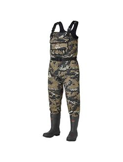 BASSDASH Bare Camo Neoprene Chest Fishing Hunting Waders for Men with 600 Grams Insulated Rubber Boot Foot in 8 Sizes