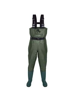 TRIPLE TREE Chest Wader for Men with Boots, Waterproof Fishing Waders Breathable Nylon Waders with a Big Pocket and Drawstring Design for Fly Fishing, Hunting and Emergen