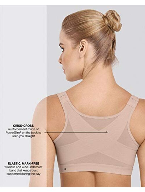 Leonisa Posture Bra for Women Front Closure - Post Surgery Posture Corrector Wireless