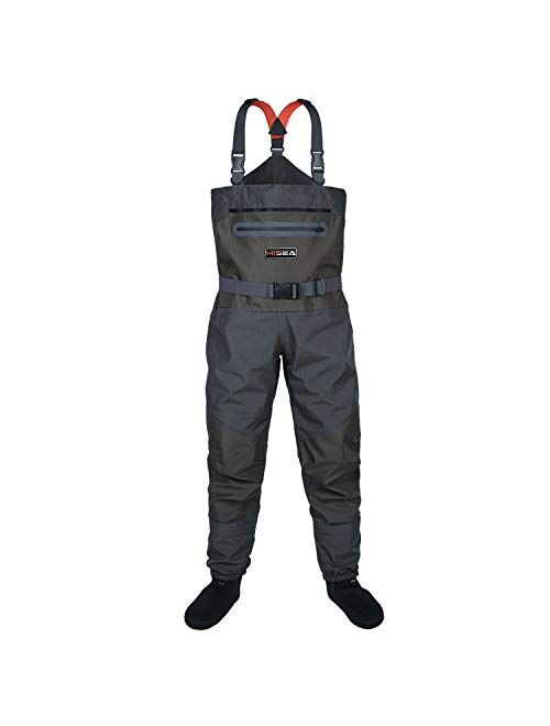 HISEA Fly Fishing Chest Waders Breathable Stocking Foot Wader Without Boots for Men Women