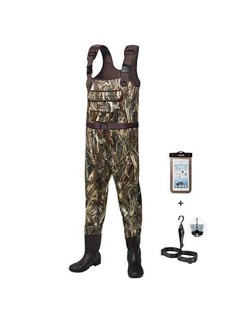 HISEA Duck Hunting Waders Chest Waders for Men with Boots Waterproof Cleated Neoprene Fishing Waders for Women