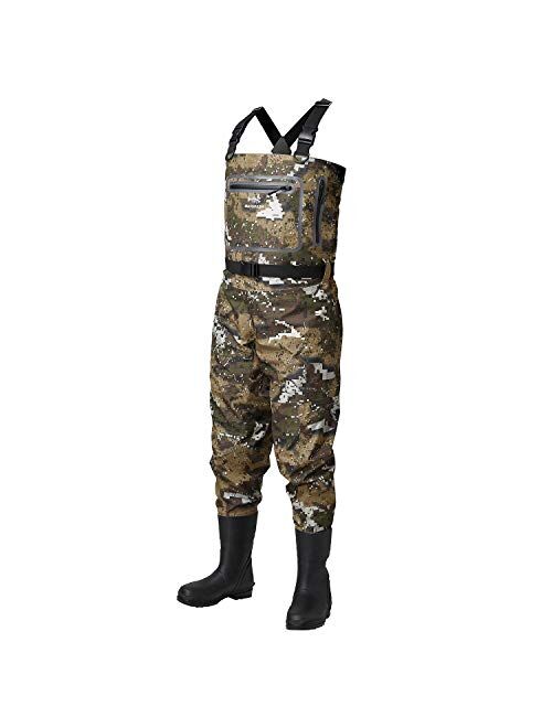 BASSDASH Breathable Ultra Lightweight Veil Camo Chest Stocking Foot Fishing Hunting Waders for Men