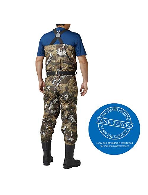 BASSDASH Breathable Ultra Lightweight Veil Camo Chest Stocking Foot Fishing Hunting Waders for Men
