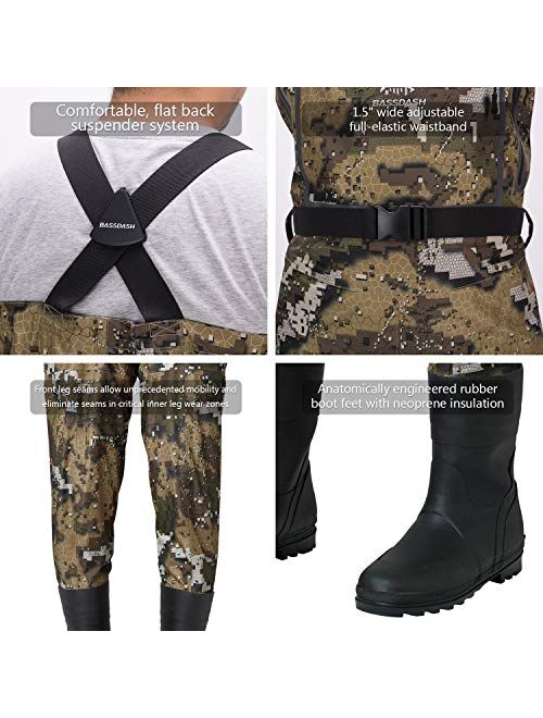BASSDASH Breathable Ultra Lightweight Veil Camo Chest Stocking Foot Fishing Hunting Waders for Men
