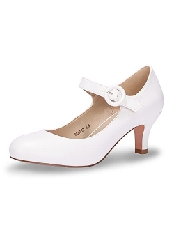 Women's Jessy Dress Mary Jane Shoes Low Kitten Heels Closed Round Toe Office Work Wedding Pumps