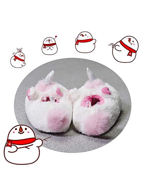 LA PLAGE Girls Unicorn Slippers for Toddler Kid Comfortable Wave-Like Cozy Soft House Slippers for Toddler Girl