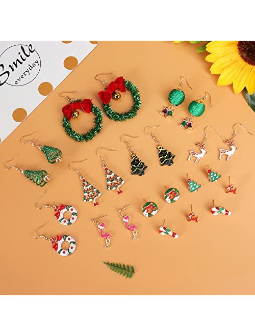 9 Pairs Christmas Earrings for Women Holiday Earrings for Girls Bow Tree Snowflake Earrings…