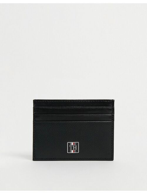 Tommy Hilfiger leather monogram cardholder in black