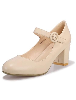 Women's Candy Mary Jane Shoes Low Chunky Block Heels Round Toe Office Work Homecoming Pumps