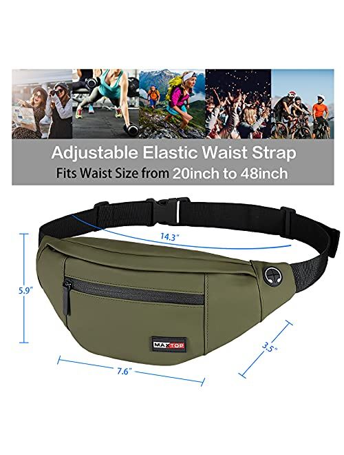 MAXTOP Large Crossbody Fanny Pack with 4-Zipper Pockets,Gifts for Enjoy Sports Festival Workout Traveling Running Casual Hands-Free Wallets Waist Pack Phone Bag Carrying 