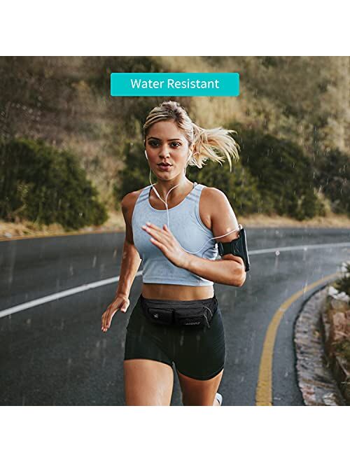 WATERFLY Fanny Pack for Women Men Water Resistant Small Waist Pouch Slim Belt Bag with 4 Pockets for Running Travelling Hiking Walking Lightweight Crossbody Chest Bag Fit