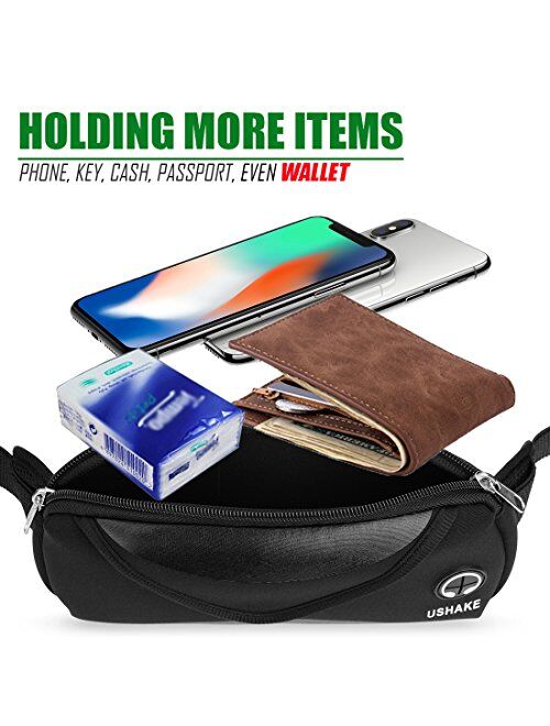 USHAKE Running Belt with Extender Belt, Bounce Free Pouch Bag, Fanny Pack Workout Belt Sports Waist Pack for Apple iPhone Samsung Note Galaxy in Running Walking Cycling-0