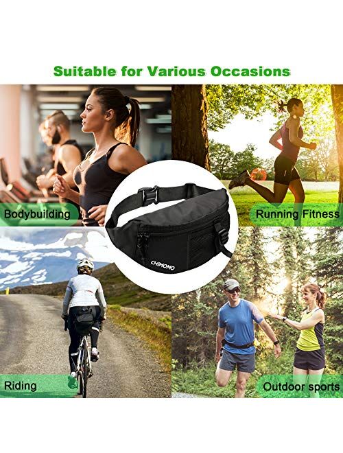 CHIMOMO Premium Water Resistant Fanny Pack,Adjustable Belt Black Waist Bag,Hip Bum Bag Multiple Compartments Suitable for Men Women Cycling Travel Running Climbing Walkin