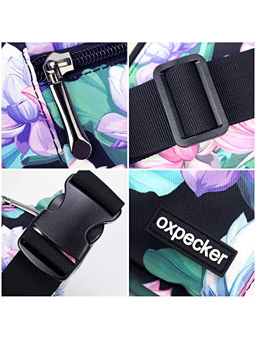Oxpecker Waist Pack Bag with Rain Cover, Waterproof Fanny Pack for Men&Women, Workout Traveling Casual Running Hiking Cycling, Hip Bum Bag (black)