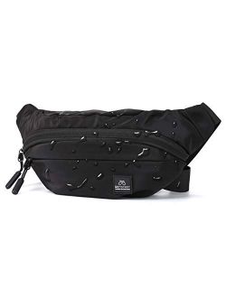 Black Large Fanny Pack for Men Women Plus Size Waist Waterproof, Gym Outdoor Fashion Belt Waist Bag Pack Pouch for Men with Zipper Adjustable Strap,Nylon