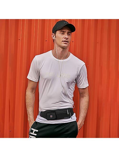 ZOMAKE Fanny Pack for Men Women, Slim Belt Bag Water Resistant Small Waist Bag Pack with 4 Pockets for Running Cycling Workout Fit All Phones