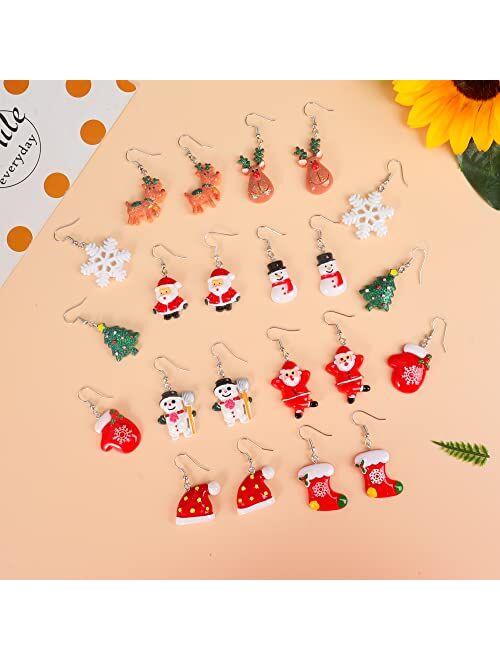 4/6/9/13 pairs Christmas Earrings for Women,Christmas Stud Earrings,Christmas Trees, Bells,Snowflakes Earrings for Girls Xmas Holiday Jewelry