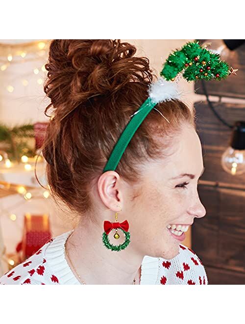 6/7/9/13/9Pairs Christmas Earrings for Women Holiday Earrings Bow Knot Snowflake Jingle Bell Reindeer Chrismtas Earrings for Girl Cute Xmas Party Gifts