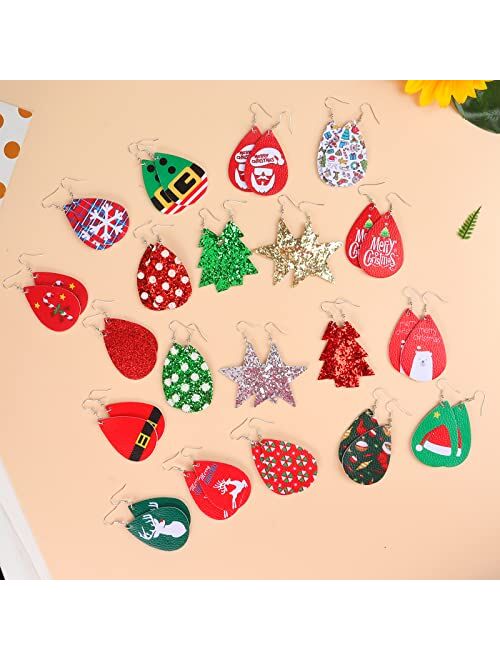 9 Pairs Christmas Earrings Dangle for Women Christmas Tree Bow Jingle Candy Earrings Xmas Earrings Gift for Girls