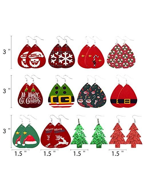 9 Pairs Christmas Earrings Dangle for Women Christmas Tree Bow Jingle Candy Earrings Xmas Earrings Gift for Girls