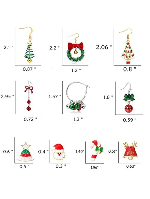Christmas Dangle Earrings for Girls Holiday Dangle Earrings for Women Christmas Tree Jingle Bells Candy Earrings Christmas Jewelry Gift