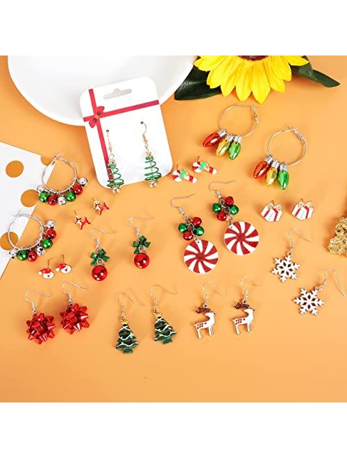 Christmas Dangle Earrings for Girls Holiday Dangle Earrings for Women Christmas Tree Jingle Bells Candy Earrings Christmas Jewelry Gift