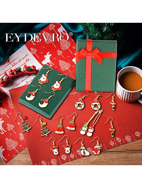 9 Pairs Christmas Earrings for Women EYDEVRO Holiday Dangle Earrings Set with Christmas Tree Bow Knot Snowflake Jingle Bell Design