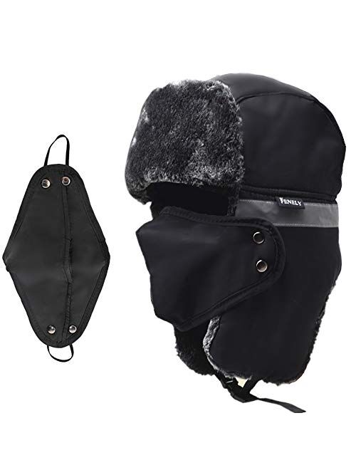 Winter Trapper Ski Hat for Men and Women Trooper Russian Warm Hat with Windproof Mask Outdoor Skiing Ushanka Hat