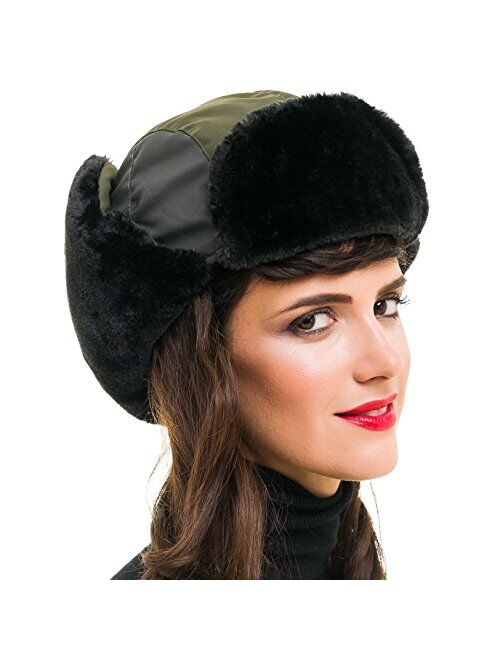 MELIFLUOS DESIGNED IN SPAIN Trapper Bomber Hat for Men and Women Russian Warm Fur Ski for Spring Fall Winter Hunting