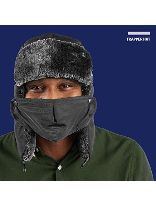 Winter Face Mask For Men - Russian Style Hat Ushanka, Trooper, Trapper Hats for Men and Women - Windproof Ski Mask
