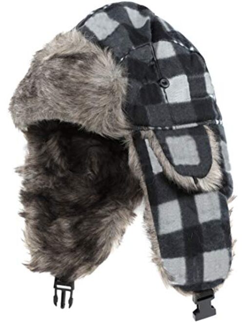 Sakkas Caele Unisex Ear Flap Faux Fur Lined Chin Buckle Strap Winter Trooper Hat