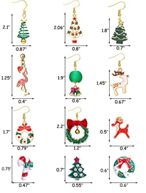 Christmas Earrings for Women Holiday Earrings Bulk for Girls Bow Tree Snowflake Earrings Christmas Jewelry Jingle Bells Christmas Day Gifts for Girl Her