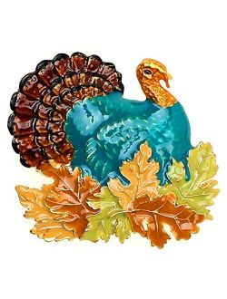 Lova Jewelry Retro Turkey Foliage Thanksgiving Fall Enameled Metal Brooch