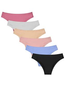 Closecret Lingerie Women’s 6 Pack Seamless Underwear Ice Silk Comfy Tangas Panties