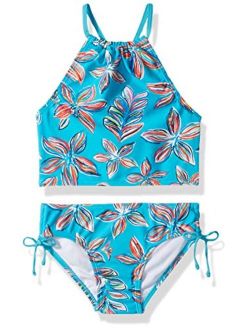 Girls' Daisy Beach Sport Halter Tankini 2-Piece Swimsuit