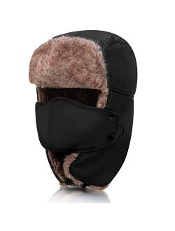 Geyoga Trooper Trapper Winter Hat with Ear Flaps and Face Covering for Men Women