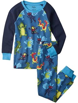 Kids Creepy Cryptids Organic Cotton Raglan Pajama Set (Toddler/Little Kids/Big Kids)