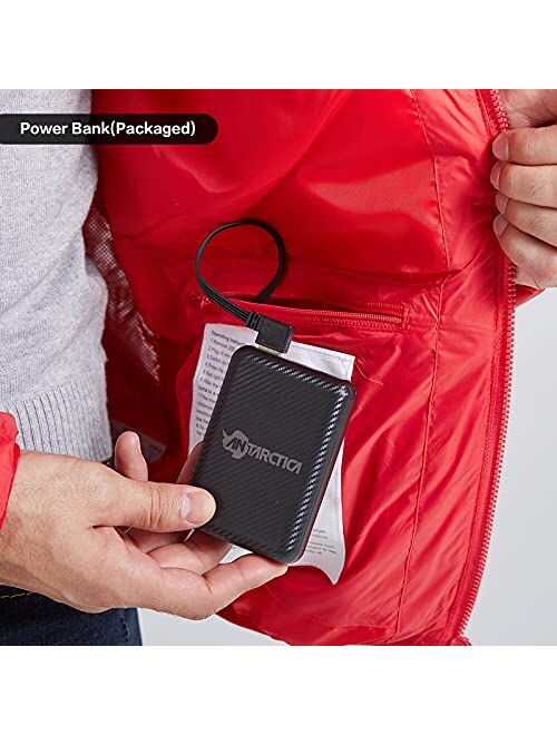 Heated Jacket, ANTARCTICA Lightweight Heating Jackets with 5V/3A Power Bank, 5 Areas Heating Winter Coat for Men and Women