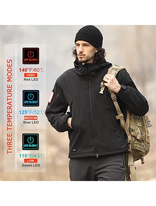 DEWBU Heated Jacket with Battery Pack Winter Outdoor Soft Shell Electric Heating Coat