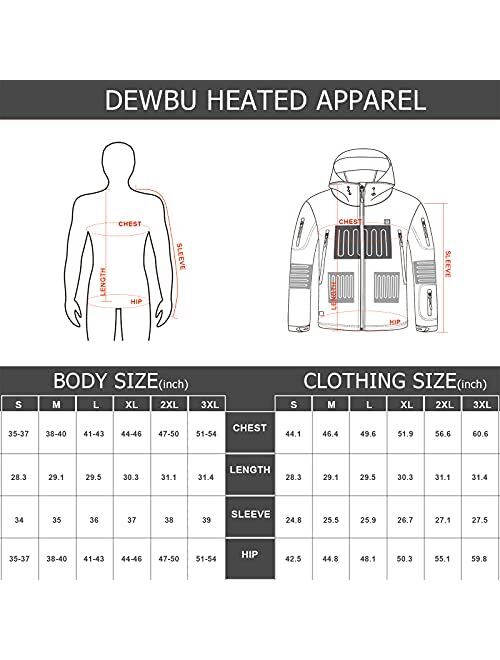 DEWBU Heated Jacket with Battery Pack Winter Outdoor Soft Shell Electric Heating Coat