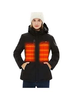 Venustas Women's Heated Jacket with Battery Pack 5V, Heated Coat with Detachable Hood Windproof