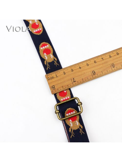 Best Quality Cartoon Boy Christmas Deer Suspenders Children 2cm Embroidered Leather Vintage kids Y-Back Brace Belt Adjustable