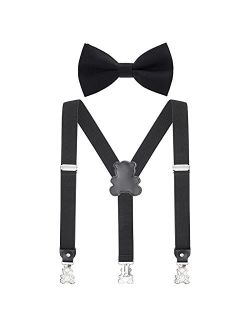 Kids Suspenders and Bowtie Sets Adjustable Braces With Bowtie for Boys and Girls by WELROG