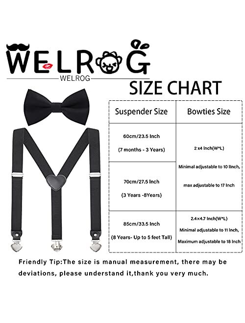 Kids Suspenders and Bowtie Sets Adjustable Braces With Bowtie for Boys and Girls by WELROG