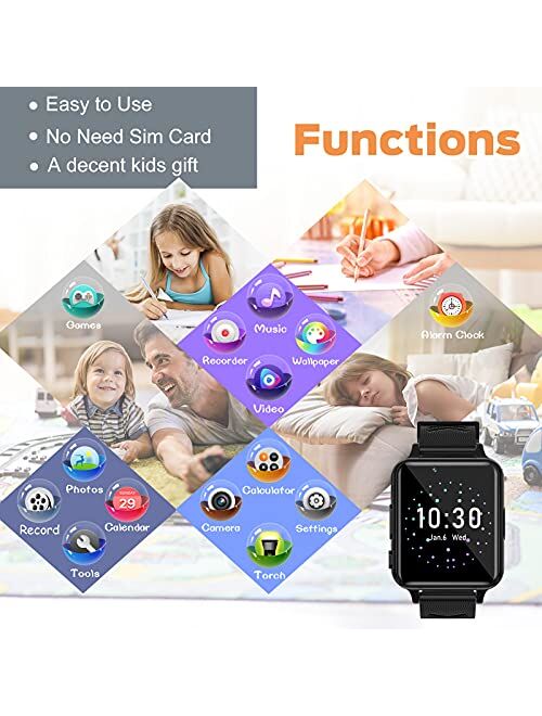 Smart Watch for Kids Girls Boys - Kids Smart Watch for 4-12 Years with Games Music Player Alarm Clock Camera Calculator Calendar Educational Toys Digital Wrist Watch Chri