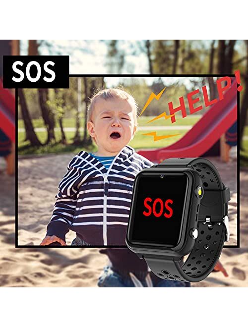 Smart Watch for Kids Boy Girls - Smartwatch with Phone Calls SOS & Silent Mode, HD Camera Touchscreen Kids Watch 11 Games Video Music Player & Calculator 12/24 hr, for Ag