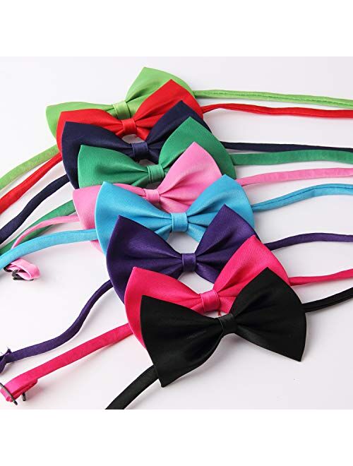 20pcs Pre-tied Bow ties,Solid Color Adjustable Bow Tie Collection, For Kids And Boys - 20 Mixed Color