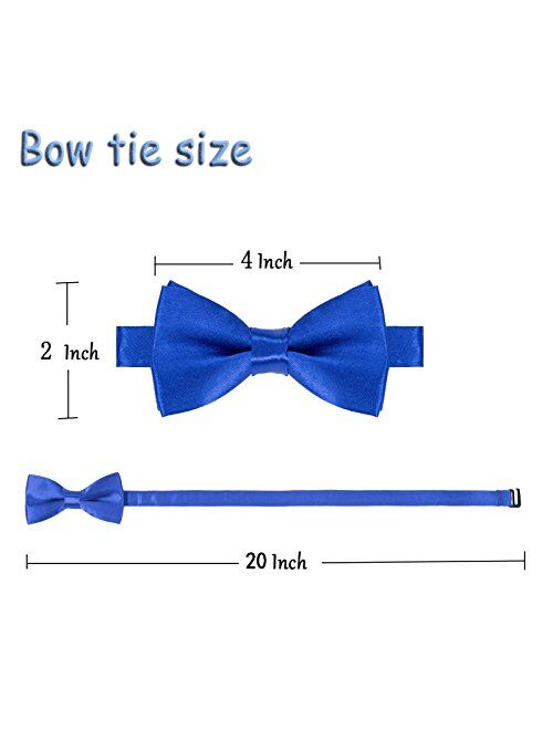 Boys Child Kids Bow ties - Adjustable Pre Tied Solid Color Wedding Party Bowties