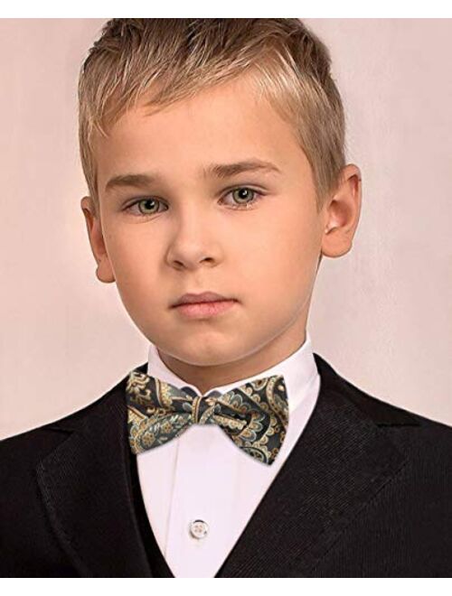 HISDERN Bow Ties for Boys Pre Tied Toddler Bow Tie Patterned Clip On Kids Bowties Wedding Party Adjustable Children Bowtie